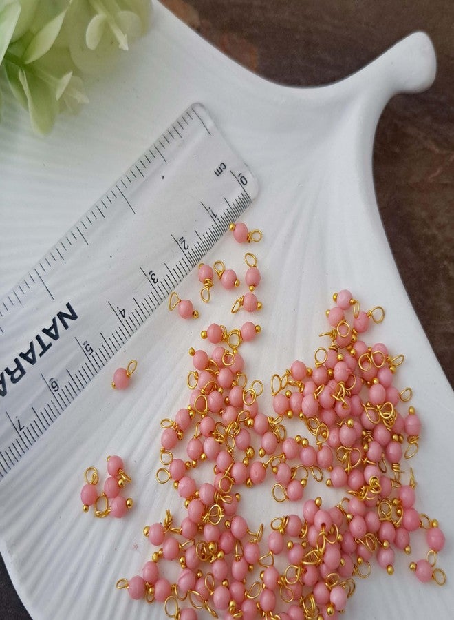 meryCraft Golden Finish Pink Color Seed Pearl Acrylic Beads for Jewellery Making, Jhumki & Necklace Making, Beading,Embroidery & Art&Crafts-(Size: 3 mm, Pack of 100 Pieces) - Image 2